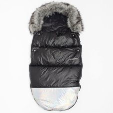 Detský eshop - Luxusný fusak s kožušinkou Shine čierno strieborny Detský eshop - Luxusný fusak s kožušinkou Shine čierno strieborny