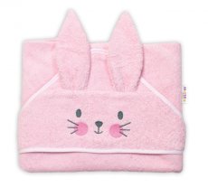 Detský eshop: Froté osuška s kapucňou 80 x 80 cm bunny - ružová, značka Baby Nellys