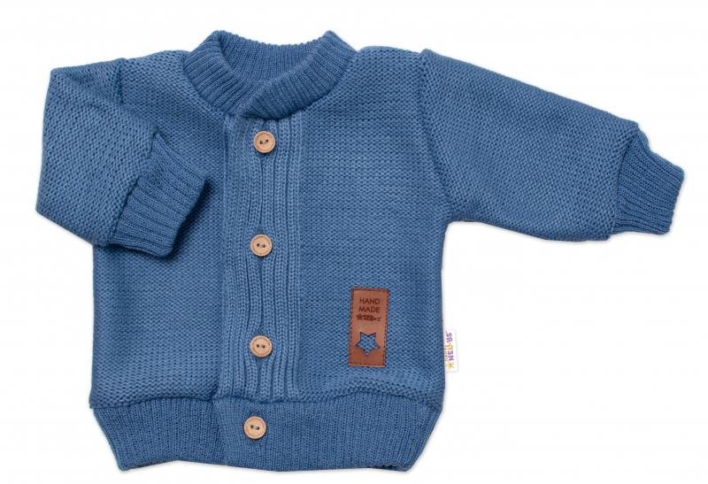 5-dielna pletená sada Baby Nellys, Boy, body, nohavice, sveter, čiapočka, motýlik - modrá