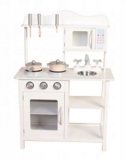 Detský eshop: Drevená kuchynka s príslušenstvom, 85 x 60 x 30 cm - biela, značka ECO TOYS