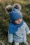 Detský eshop: Zimná čiapočka s kožušinovými brmbolcami + šál baby nellys star - modrá, 6/24 mesiacov