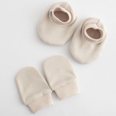 Detský eshop: Dojčenský bavlnený set-capačky a rukavičky New Baby béžová 0-6m