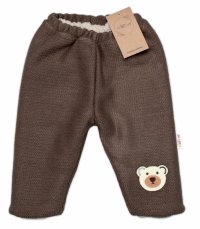 Oteplené pletené nohavice Teddy medvedík, Baby Nellys, dvojvrstvové, hnedé