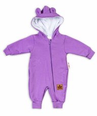 Baby Nellys ® Teplákový overal s kapucňou - fialový