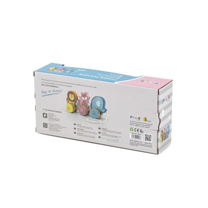 Detský eshop - Drevená ťahacia hračka na šnúrke Zoo