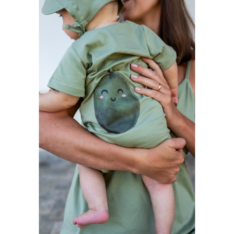 Detský overal s krátkym rukávom OLIVE, olivová, od značky Moniel