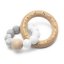 Detský eshop: Silikónové detské hryzátko donut mimijo na drevenom krúžku - bielo/sivý