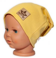 Baby Nellys Hand Made Detská funkčná čiapka s dvojitým lemom - horčicová