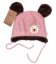 Detský eshop: Pletená zimná čiapočka s kožúškom a šatkou teddy medvedík, baby nellys, ružová