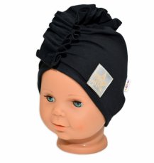 Jarná /jesenná bavlnená čiapočka - turban, čierna, 68/74, značka Baby Nellys