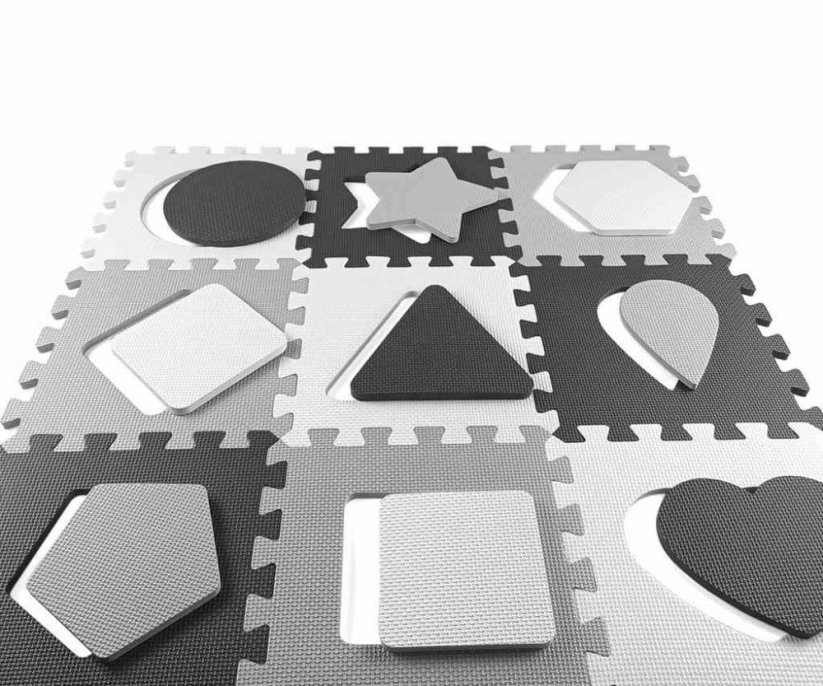 Detský eshop - Penové puzzle podložka ohrádka Jolly 3x3 Shapes Grey