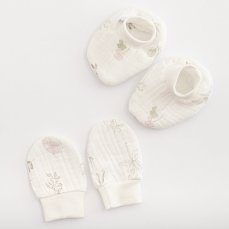 Detský eshop: Dojčenský mušelínový set-capačky a rukavičky New Baby Zoe