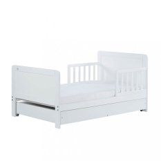 Detský eshop: Detská posteľ so zábranou a šuplíkom Drewex Olek 140x70 cm biela